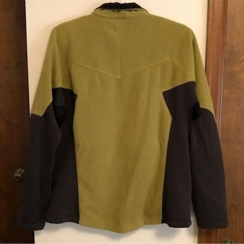 REI Women's Large Green‎ Fleece Full Zip Jacket Black Side Panels Hiking Camping
